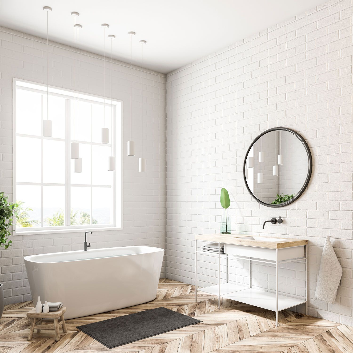 Bathroom with white tiles